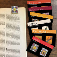Load image into Gallery viewer, Magnetic Bookmarks set of 2, Bundle of 6 - Folk art - Kalighat pat, Paithani, Miniature birds, Matini Pachedi, Madhubani, Patachitra Saraswati and Lakshmi