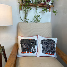 Load image into Gallery viewer, Art Cushion Cover - Madhubani Elephant, Bihar