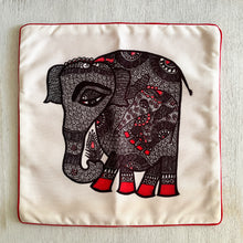 Load image into Gallery viewer, Art Cushion Cover - Madhubani Elephant, Bihar