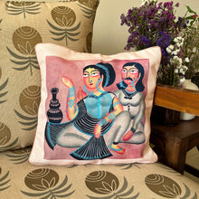 Load image into Gallery viewer, Art Cushion Cover - Kalighat couple, West Bengal