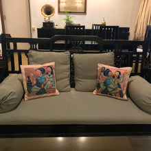 Load image into Gallery viewer, Art Cushion Cover - Kalighat couple, West Bengal