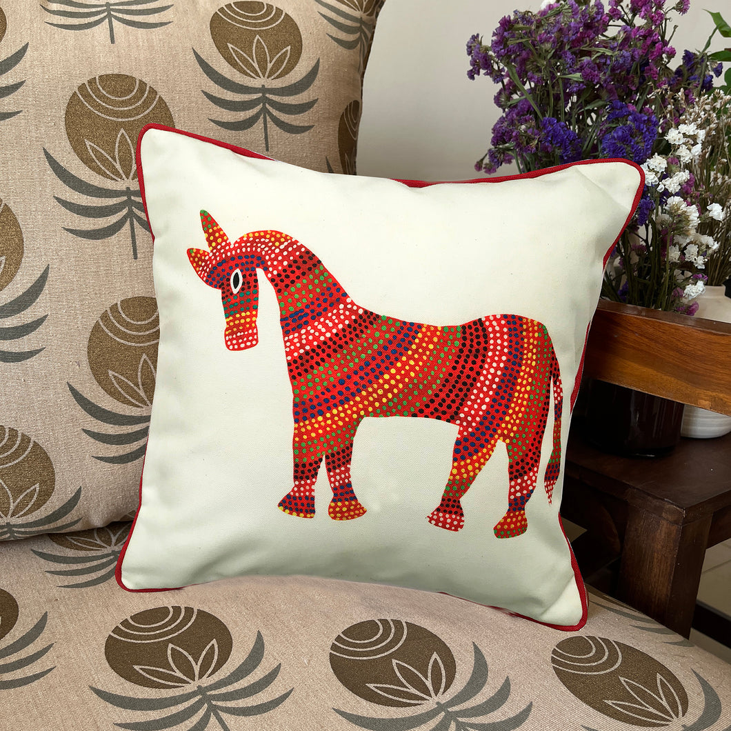 Art Cushion Cover - Bhil Horse, Madhya Pradesh