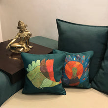 Load image into Gallery viewer, Art Cushion Cover - Gond Peahen, Madhya Pradesh
