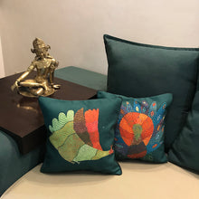 Load image into Gallery viewer, Art Cushion Cover - Gond Peahen, Madhya Pradesh