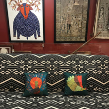 Load image into Gallery viewer, Art Cushion Cover - Gond Peahen, Madhya Pradesh