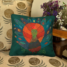 Load image into Gallery viewer, Art Cushion Cover - Gond Pecock, Madhya Pradesh