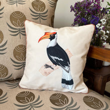 Load image into Gallery viewer, Art Cushion Cover - Mughal Miniature - Hornbill, Rajasthan