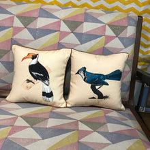 Load image into Gallery viewer, Art Cushion Cover - Mughal Miniature - Hornbill, Rajasthan
