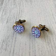 Load image into Gallery viewer, Cufflinks - Blue Pottery