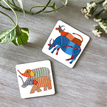 Load image into Gallery viewer, Coasters set of 2 - Gond Elephants and Cows
