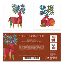Load image into Gallery viewer, Coasters set of 2 - Gond Deer