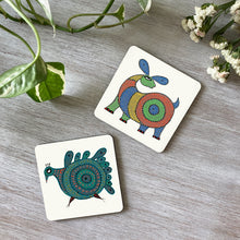 Load image into Gallery viewer, Coasters set of 2 - Bhil Bird and Deer