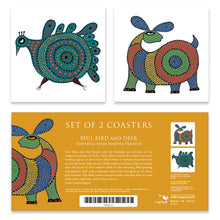 Load image into Gallery viewer, Coasters set of 2 - Bhil Bird and Deer