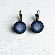 Load image into Gallery viewer, 12 mm Round Lever Back - Kolam, Floor Art, Southern India