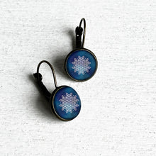 Load image into Gallery viewer, 12 mm Round Lever Back - Kolam, Floor Art, Southern India