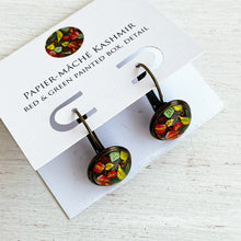 Load image into Gallery viewer, 12 mm Round Lever Back - Papier-Mâché Kashmir, painted box, detail