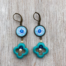 Load image into Gallery viewer, Hanging Earrings with Flowery Beads - Miniature Painting Flower, Detail