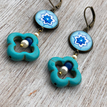 Load image into Gallery viewer, Hanging Earrings with Flowery Beads - Miniature Painting Flower, Detail