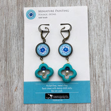 Load image into Gallery viewer, Hanging Earrings with Flowery Beads - Miniature Painting Flower, Detail