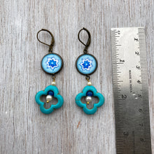 Load image into Gallery viewer, Hanging Earrings with Flowery Beads - Miniature Painting Flower, Detail