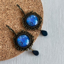 Load image into Gallery viewer, Ornate Dangler - Mughal Blue Flowers