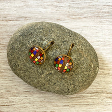 Load image into Gallery viewer, 18 mm Round Lever Back - Hawa Mahal, Jaipur, Stained Glass