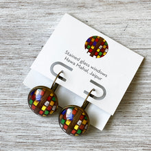 Load image into Gallery viewer, 18 mm Round Lever Back - Hawa Mahal, Jaipur, Stained Glass