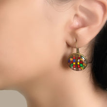 Load image into Gallery viewer, 18 mm Round Lever Back - Hawa Mahal, Jaipur, Stained Glass