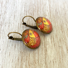 Load image into Gallery viewer, 18 mm Round Lever Back - Kalighat Pat - Fish