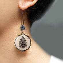 Load image into Gallery viewer, Hoop Earrings with ceramic bead - Patachitra Tree