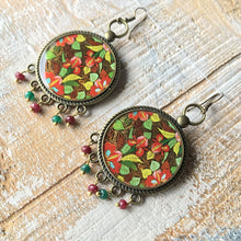 Load image into Gallery viewer, Balis with semiprecious stone - Naqashi - Kashmiri, Papier Mache, Gul-e-Lala