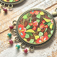 Load image into Gallery viewer, Balis with semiprecious stone - Naqashi - Kashmiri, Papier Mache, Gul-e-Lala