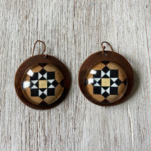Load image into Gallery viewer, Round Copper Earrings with Glass - Mumbai Mintons Geometeric