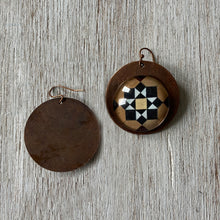 Load image into Gallery viewer, Round Copper Earrings with Glass - Mumbai Mintons Geometeric