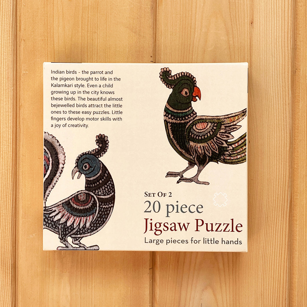 Jigsaw Puzzle 20 Pieces  - Kalamkari Parrot and Pigeon