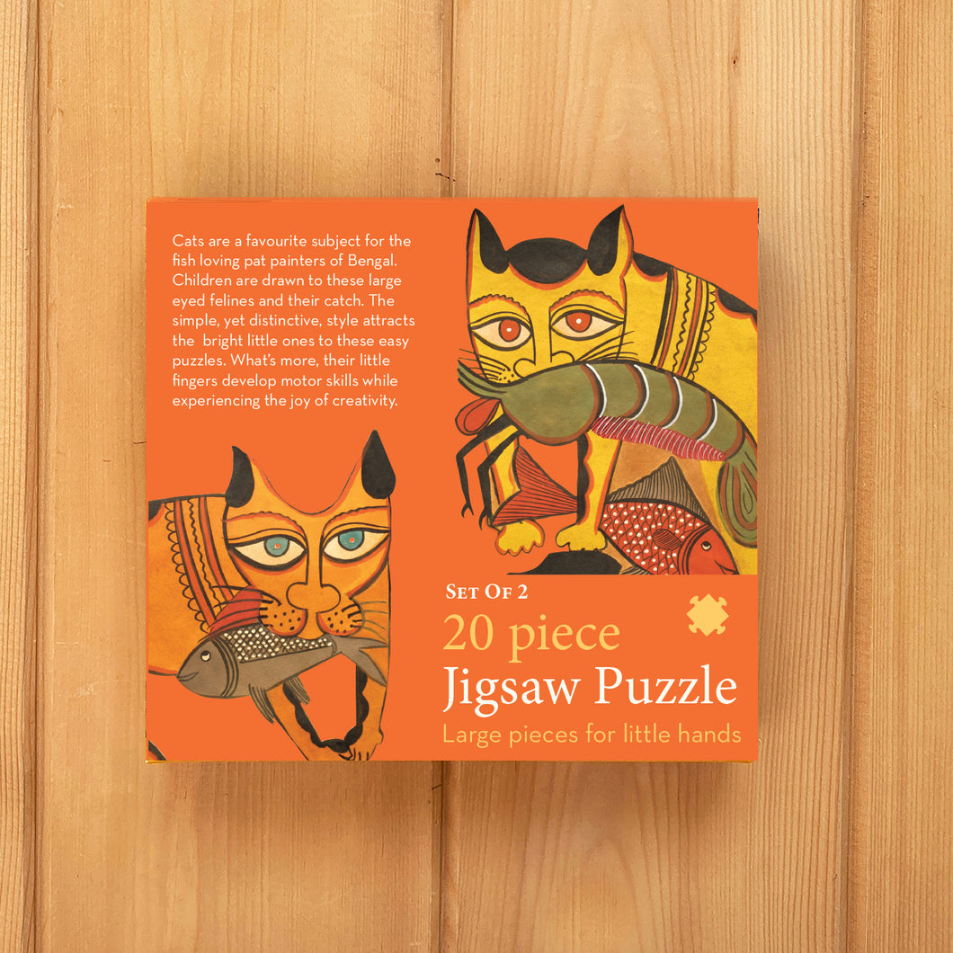 Jigsaw Puzzle 20 Pieces  - Kalighat Pat Cat