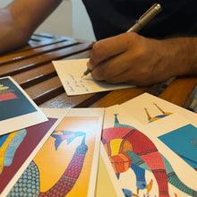 Load image into Gallery viewer, Post Cards Set of 8 - Gond Birds