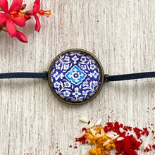 Load image into Gallery viewer, Rakhi- Indian Heritage Art- Blue Pottery, Platter detail, Jaipur