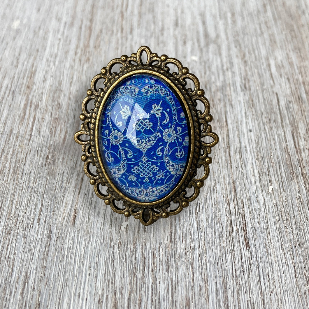 25 mm Oval Ring - Persian Blue