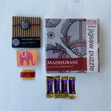 Load image into Gallery viewer, Rakhi Gift Hampers- Hand Carved Block - Rakhi with Madhubani Jigsaw Puzzle