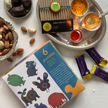 Load image into Gallery viewer, Rakhi Gift Hampers- Bhil Art - Rakhi with Toddler Puzzle