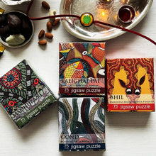 Load image into Gallery viewer, Rakhi Gift Hampers - Folk Art - Rakhi with Jigsaw Puzzle set of 4