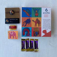 Load image into Gallery viewer, Rakhi Gift Hampers - Folk Art Rakhi with Toddler Puzzle