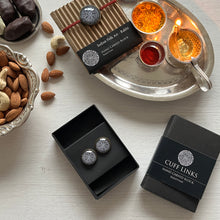 Load image into Gallery viewer, Rakhi Gift Hampers- Hand carved Block - Rakhi with Cufflinks