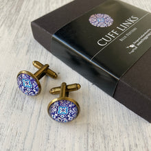 Load image into Gallery viewer, Rakhi Gift Hampers- Blue Pottery - Rakhi with Cufflinks