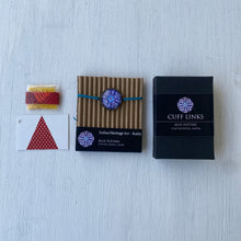 Load image into Gallery viewer, Rakhi Gift Hampers- Blue Pottery - Rakhi with Cufflinks