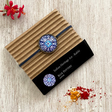 Load image into Gallery viewer, Rakhi Gift Hampers- Blue Pottery - Rakhi with Pill Box and Key Ring