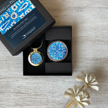 Load image into Gallery viewer, Rakhi Gift Hampers- Blue Pottery - Rakhi with Pill Box and Key Ring