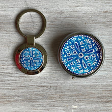Load image into Gallery viewer, Rakhi Gift Hampers- Blue Pottery - Rakhi with Pill Box and Key Ring