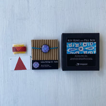 Load image into Gallery viewer, Rakhi Gift Hampers- Blue Pottery - Rakhi with Pill Box and Key Ring